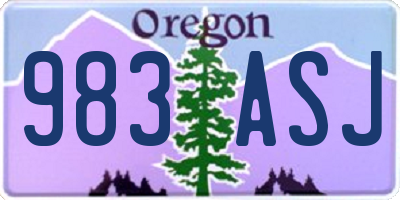 OR license plate 983ASJ