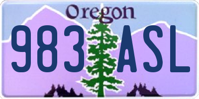 OR license plate 983ASL