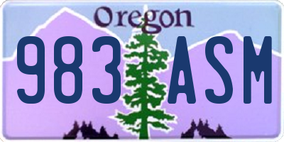 OR license plate 983ASM