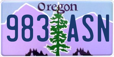 OR license plate 983ASN