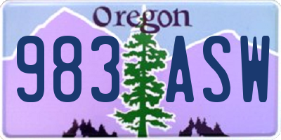 OR license plate 983ASW