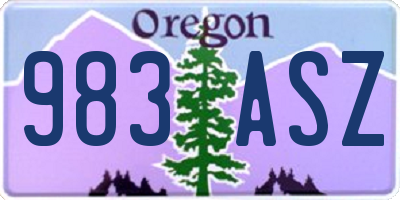 OR license plate 983ASZ
