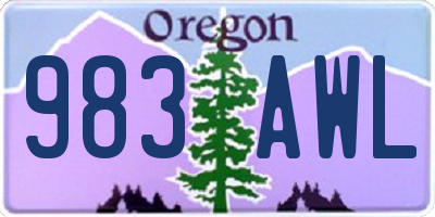 OR license plate 983AWL