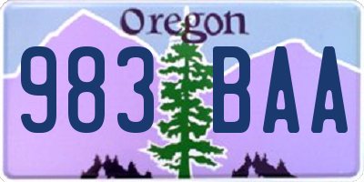 OR license plate 983BAA