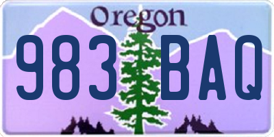 OR license plate 983BAQ