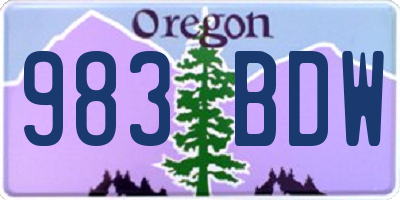 OR license plate 983BDW