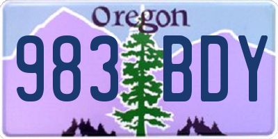 OR license plate 983BDY