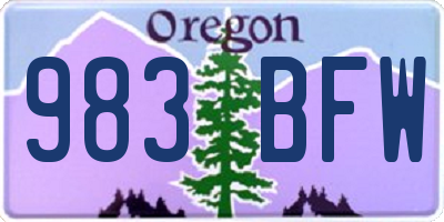 OR license plate 983BFW