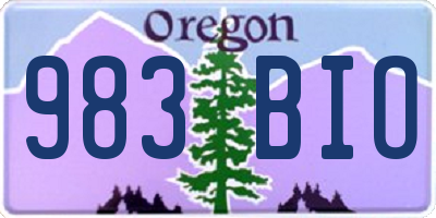 OR license plate 983BIO