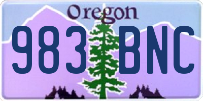 OR license plate 983BNC