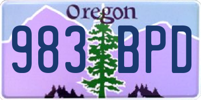 OR license plate 983BPD