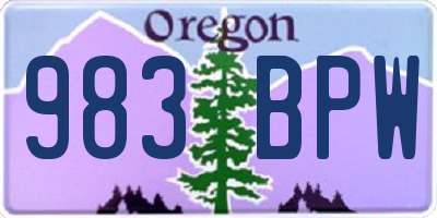 OR license plate 983BPW