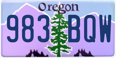 OR license plate 983BQW