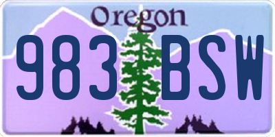 OR license plate 983BSW