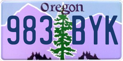 OR license plate 983BYK