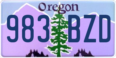 OR license plate 983BZD