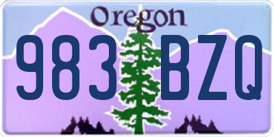 OR license plate 983BZQ