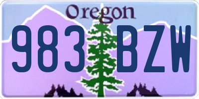 OR license plate 983BZW