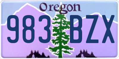 OR license plate 983BZX