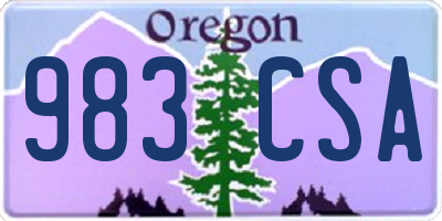 OR license plate 983CSA