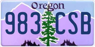 OR license plate 983CSB