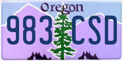 OR license plate 983CSD
