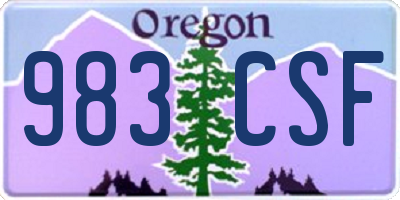 OR license plate 983CSF
