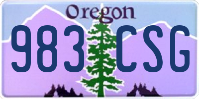 OR license plate 983CSG