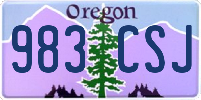 OR license plate 983CSJ