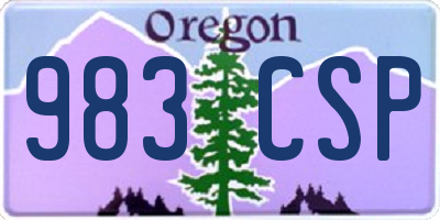 OR license plate 983CSP