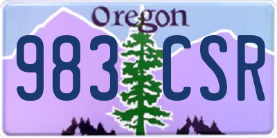 OR license plate 983CSR