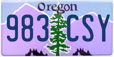 OR license plate 983CSY