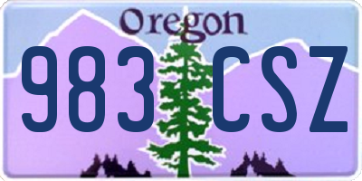 OR license plate 983CSZ