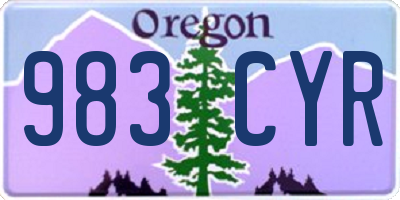 OR license plate 983CYR