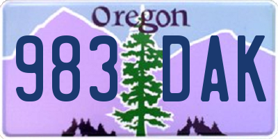 OR license plate 983DAK