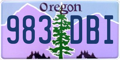 OR license plate 983DBI