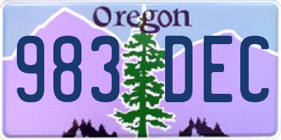 OR license plate 983DEC