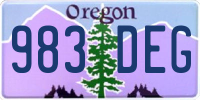 OR license plate 983DEG