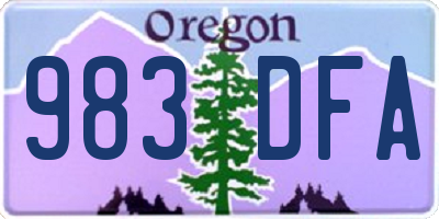 OR license plate 983DFA