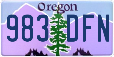OR license plate 983DFN