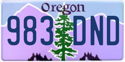 OR license plate 983DND