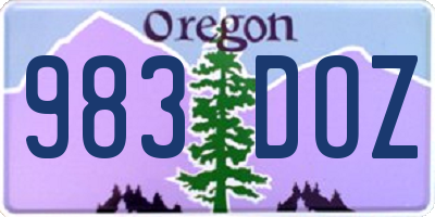 OR license plate 983DOZ