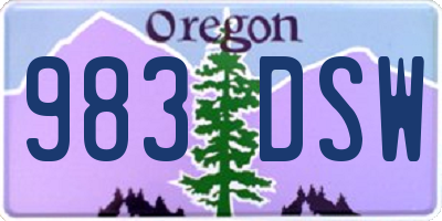 OR license plate 983DSW