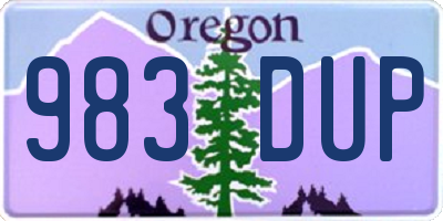 OR license plate 983DUP