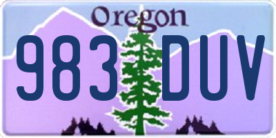 OR license plate 983DUV