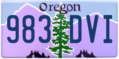 OR license plate 983DVI