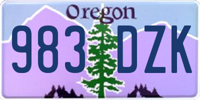 OR license plate 983DZK