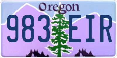OR license plate 983EIR