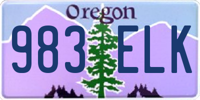OR license plate 983ELK