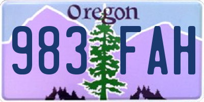 OR license plate 983FAH